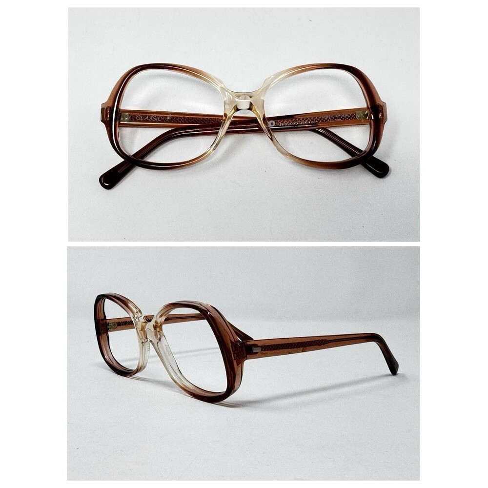 1970s American Optical Classic New Old Stock Eyeglass Frames Amber 50-17-135